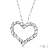 3 Ctw Heart Shape Round Cut Diamond Pendant With Chain in 14K White Gold